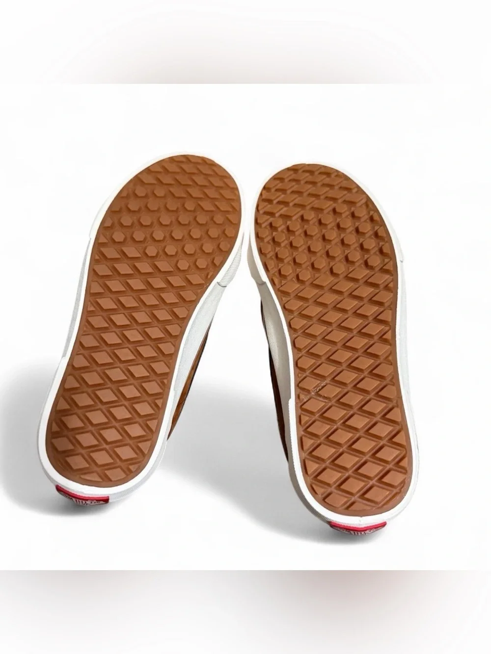 Vans Brown Suede High-Top Sneakers with Red Plaid Collar